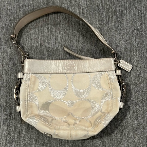 Coach Mini Bag in Cream and Silver - Picture 1 of 8